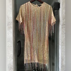 Nasty Gal Tassel Beaded Mini Shift Dress size 8